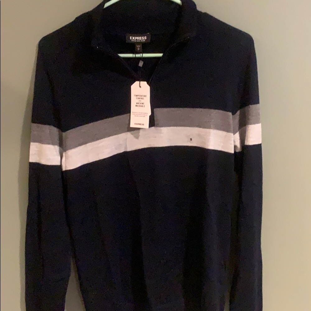 Express small merino wool blend sweater NEW blue white